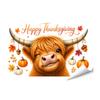 Cute Animal Window Decals Highland Cow Clings, Autumn Pumpkin Maple Leaves Static Seasonal Art Supplies Stickers, Waterproof PVC for Thanksgiving