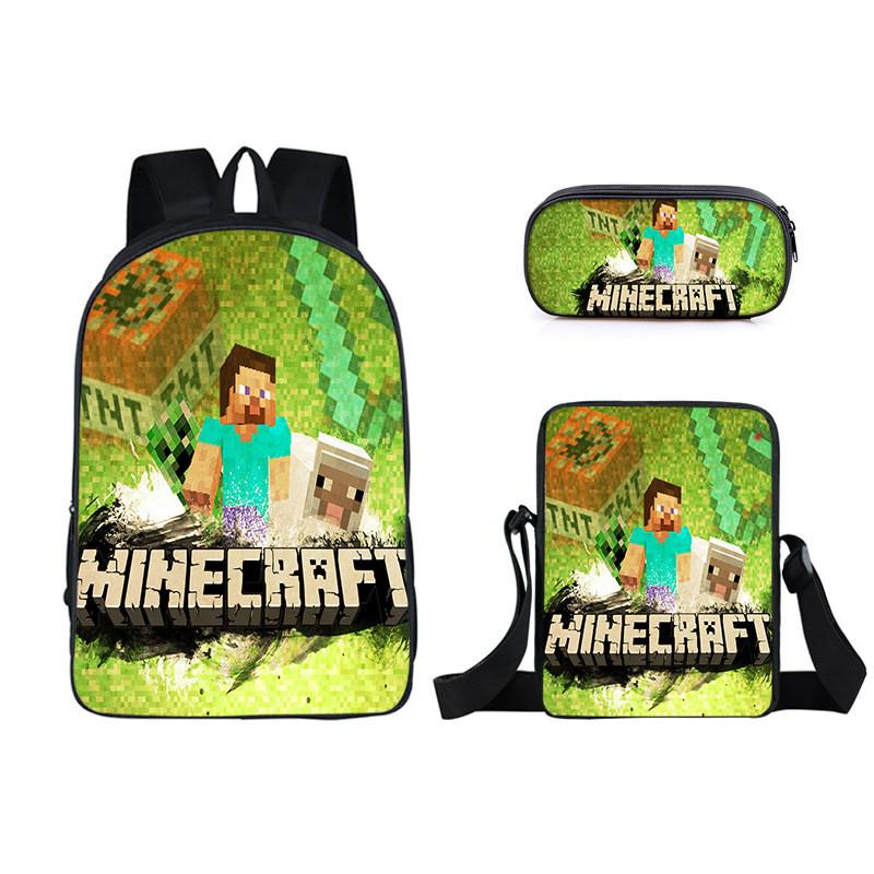 Minecraft Cartoon Game Character Printed Children Large Capacity Backpack