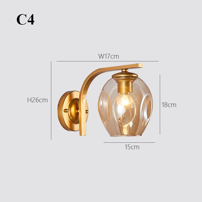 Color Modern Sconce Wall Lamp Glass Lampshade Loft Decorative Indoor Corridor Led Wall Lights Fixtures E27 Black Gold Blue