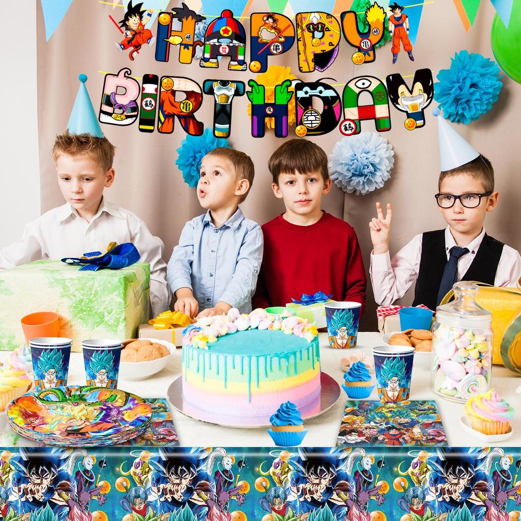 Dragon Party Supplies Tableware Cartoon Party Decoration Tableware Set-Party Decorations Banner,Dragon Cartoon Party Plates Cups Etc