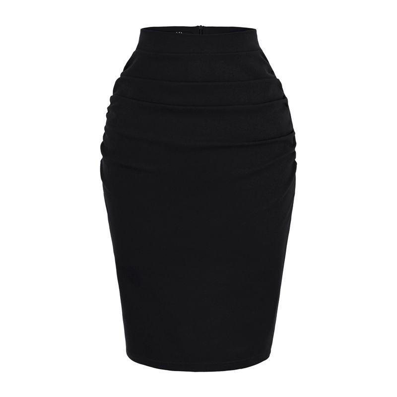 Korean Style High-Waisted Slit Midi Pencil Skirt - Slimming and Hip-Hugging Fit