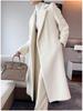 Women’s Versatile Mid-Length White Suri Alpaca Cashmere Wool Coat for Winter 2024