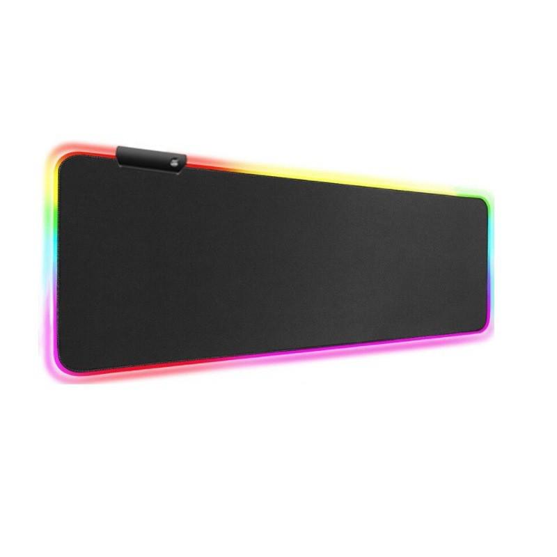 RGB Luminous Gaming Mouse Pad - Large, Thick, LED Rubber Desk Mat with Lock Edge Pattern