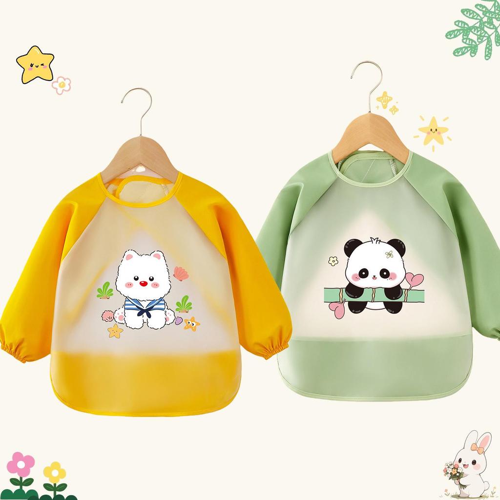 Wasser- und fleckenabweisendes, wendbares Langarm-Baby-Lätzchen zum Essen.