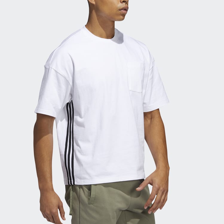 adidas T Shirts Men's White Crew Neck Moderate Straight Fit GC9948