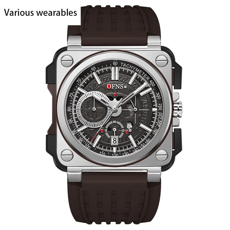 Watch Square Dial Fashion Simple Bar Nail Calendar Waterproof Men's and Women's Quartz Watch