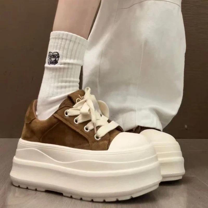 Height-increasing platform casual shoes autumn and winter new simple small retro shoes 35