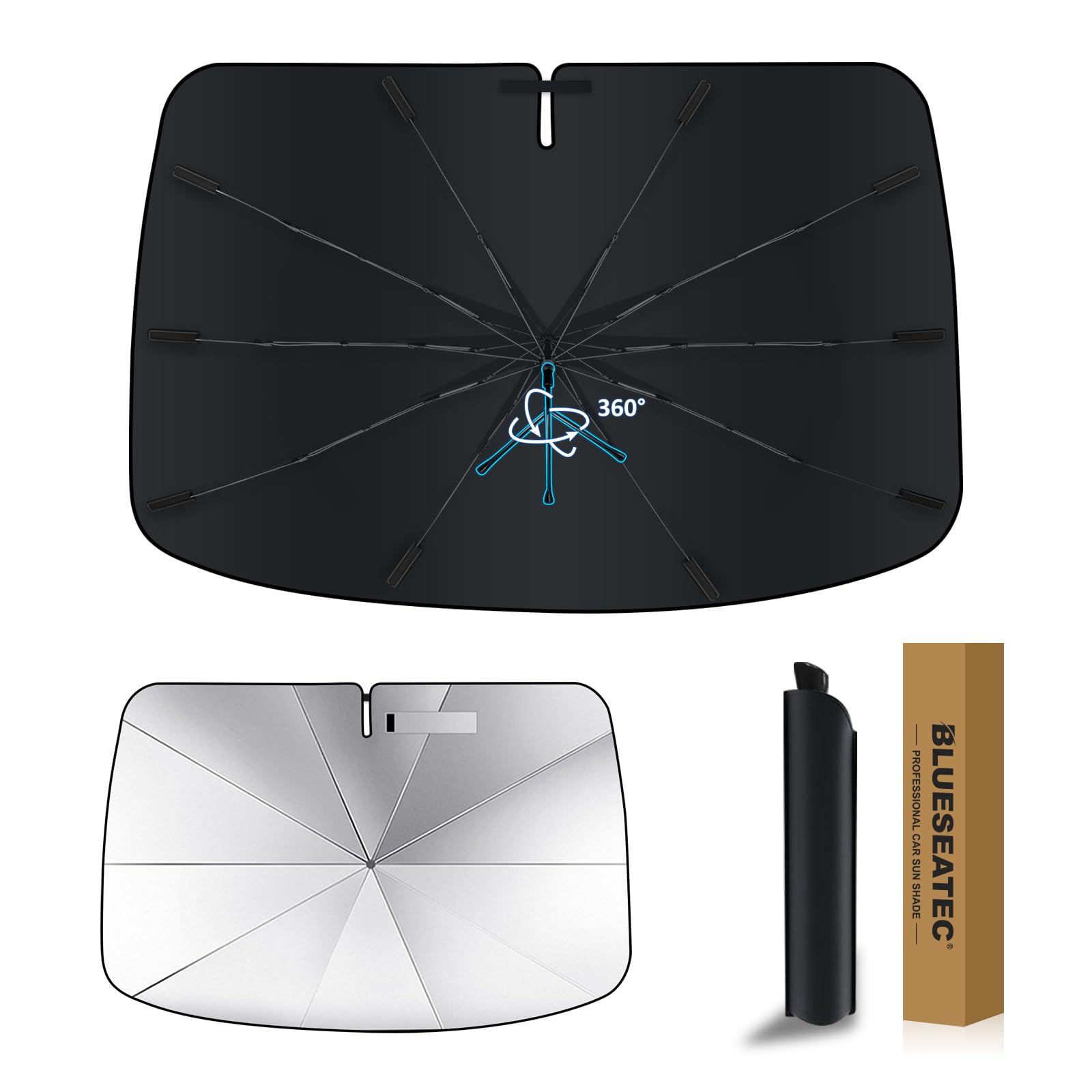 

Reinforced Rotating Windshield Sunshade for Toyota Sienta SIENTA Umbrella UV Flexible Umbrella Light Easy Car Storage Bag Included [2025 Edition] 360° чёрный