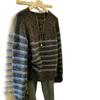 Striped Casual Horn Buckle Pullover Sweater Women's Autumn and Winter New Loose Lazy Wind Knitted Sweater Top