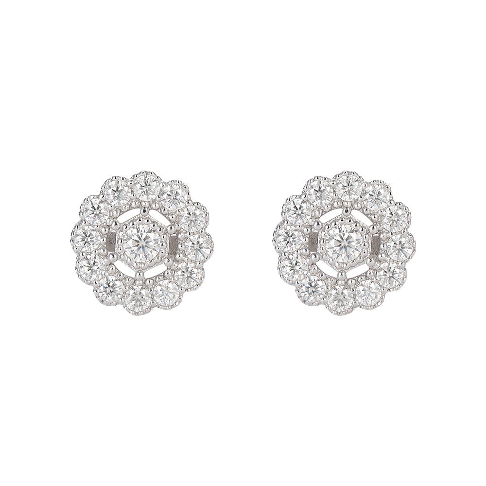 Hip Hop Moissanite 925 Sterling Silver Round Mens Stud Earrings Silver Jewelry