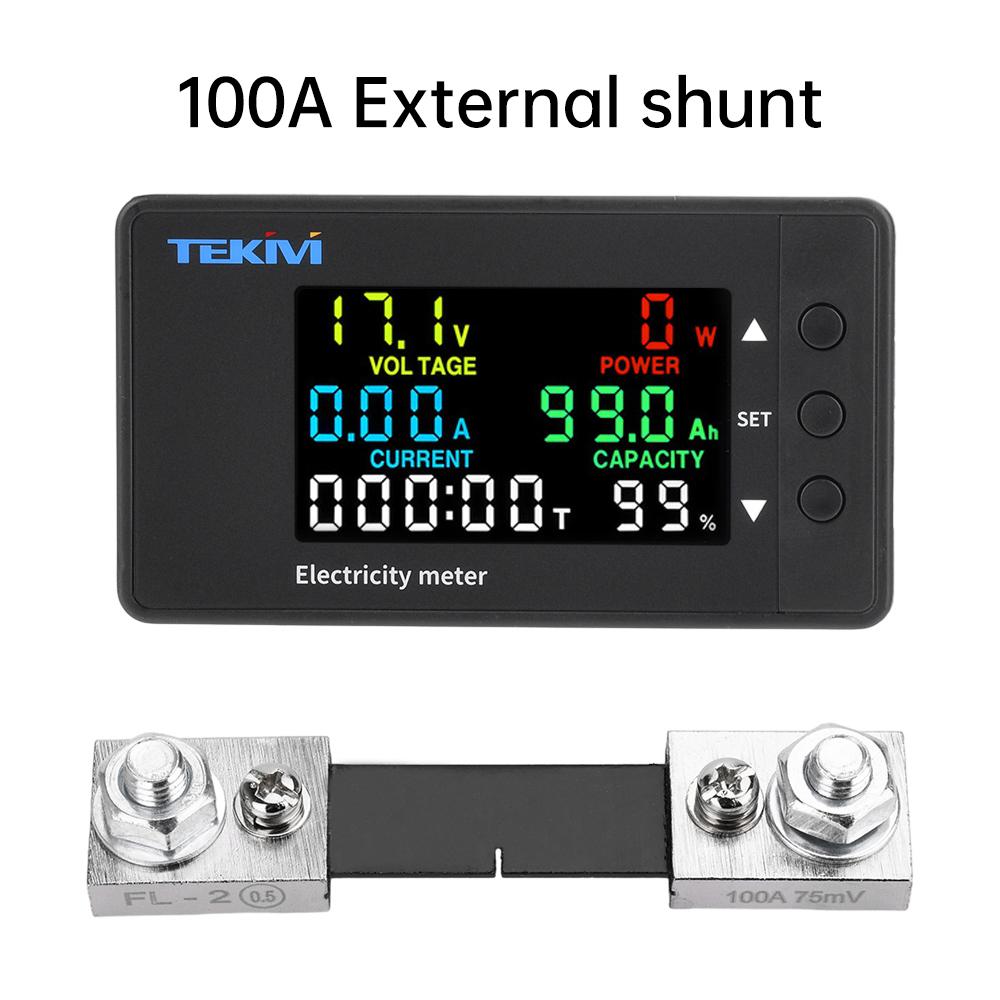 Multifunktions Digitaler DC Spannungs-Amperemeter Leistungsmesser DC 7.5-100V Zwei-Wege-Erkennung Leistungsanalysator 20A 100A 200A 300A