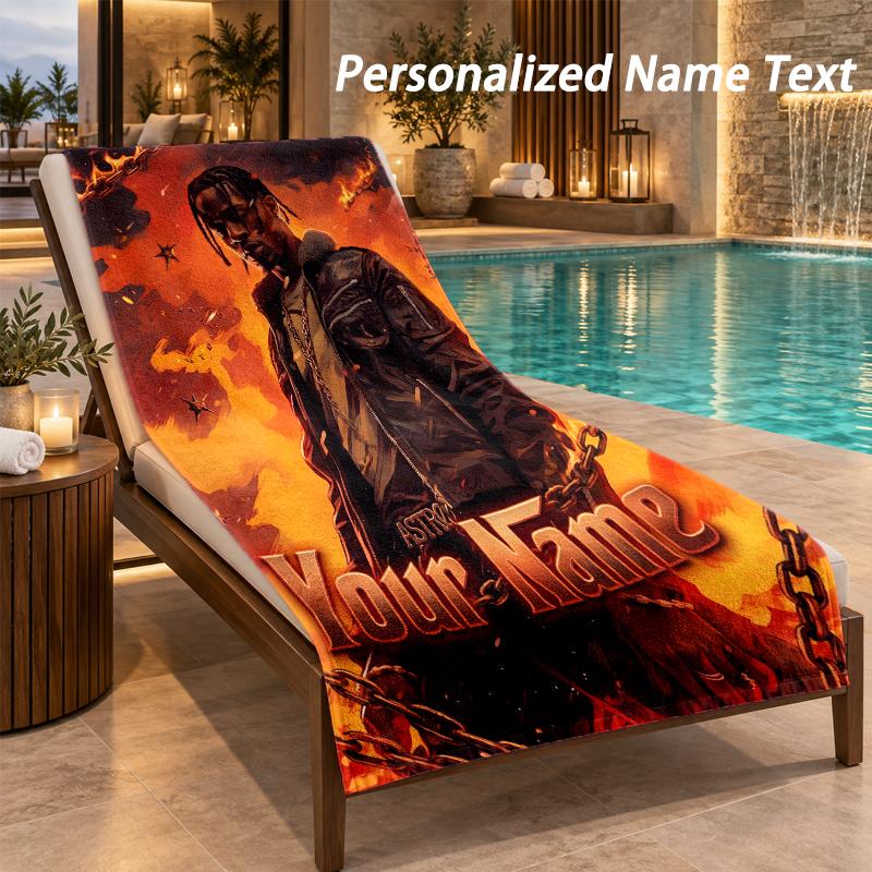 Travis Scott Custom Name Beach Towel Large Soft Towel for Indoor Bathroom Outdoor Beach