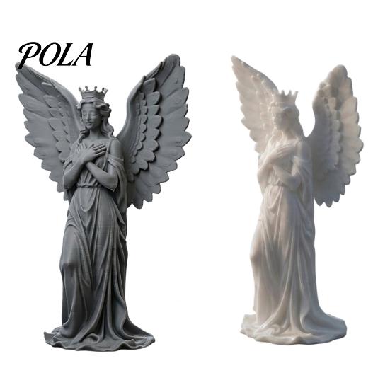 3D Printed Angel Statue Crown Figurine, Vintage Guardian Angle Statue, Desk Figurine Artistic Winged Women Sculpture for Home Tabletop Decoration