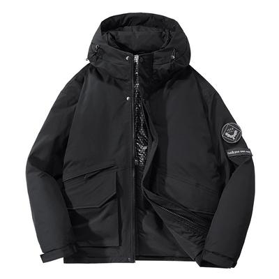 Winter Cotton Jacket Men's Workwear with Multiple Pockets, Simple Jacket Men's Outdoor Thick Graphene Cotton Jacket