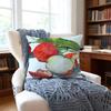 Litchi Illustration Cushion Cover Anti-Dust Mite Short Plush Pillowcase - Invisible Zipper Silky Soft Sofa Cushion Cover