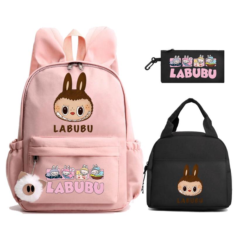 3Pcs/set Cute Printed Backpack Lunch Bag Pencil Case Children Girl Boy Mokoko Student Schoolbag Zimomo Kid Gift Mochila