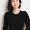 GMXIA Spring and Autumn Women's Pullover Knitted Sweater, Round-neck Solid Color, Fashionable and Simple Long-sleeved Base Layer