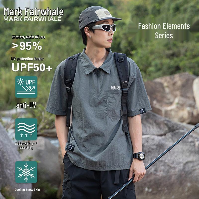 Mark Hua Fei Men s Half-Zip Polo T-Shirt M