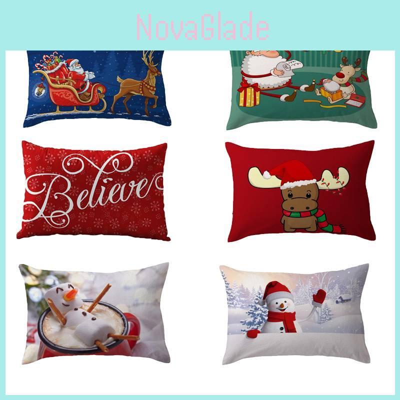Charming Christmas Cartoon Linen Cushion Cover For Living Room Or Bedroom