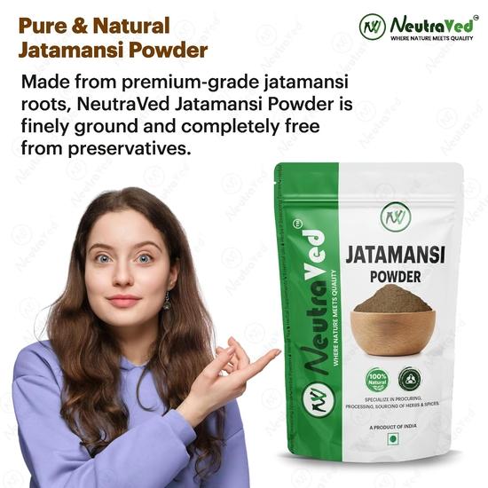 NeutraVed Jatamansi Powder 100gm | Pure & Natural Spikenard Root Powder for Hair Growth | Balchad - Jatamasi Jadd - Jatila  – 100g