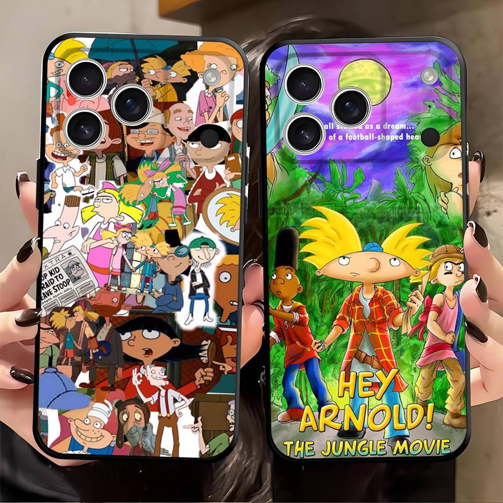 Hey Arnolds for iPhone 15 16 14 Plus 13 12 11 17 Pro Max 17 Air Black Soft Phone Cover