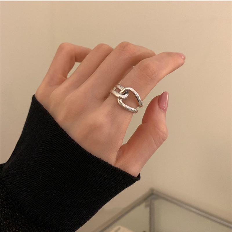 Open Ring for Women Simple Knot Design Fashionable Line Wrapping Ring Geometric Style Ins Personality Ring