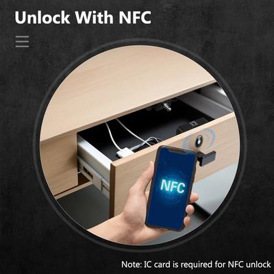 Serratura Intelligente Bluetooth Compatibile con Tuya Sblocco con Scheda IC Senza Chiave Controllo Remoto tramite App per Porta di Armadio in Legno Cassetto Serratura per Mobili