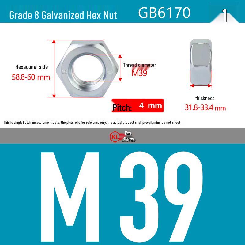 Galvanized Hex Nuts, Flat Washers, Spring Washers in M2-M48, Blue and White Zinc Coated