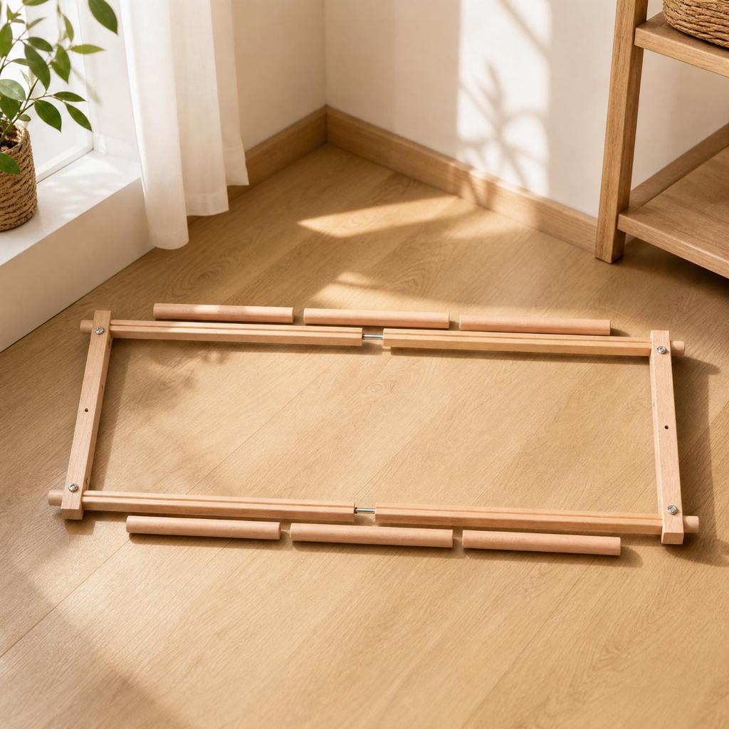 Wooden Embroidery Frame with PVC Clamping Tubes Tension-Adjustable Freestanding
