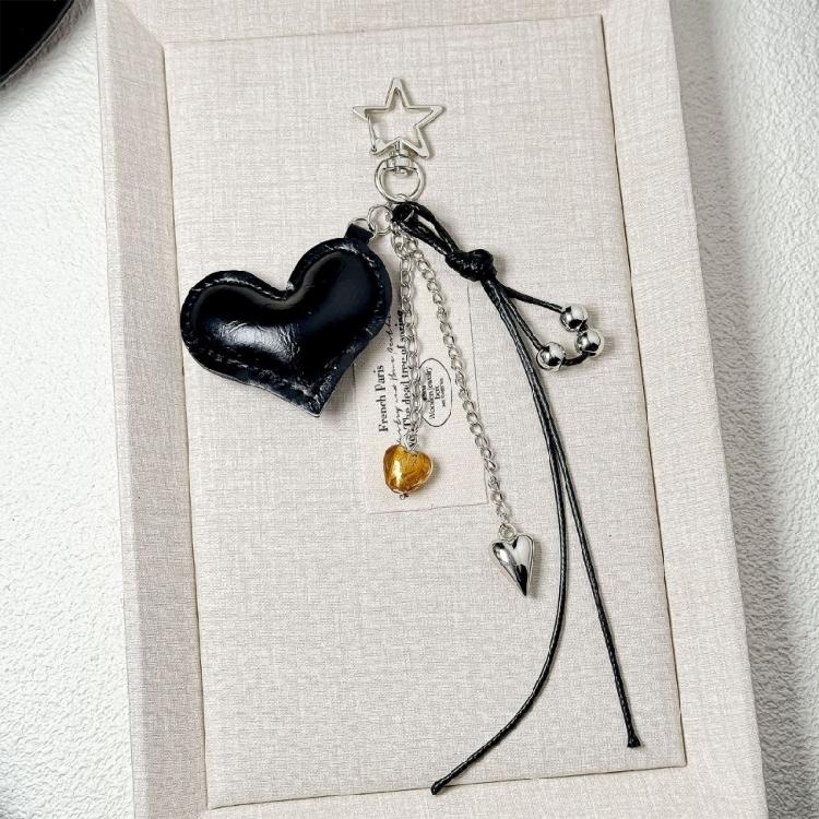 Unique Heart Shaped Keychain Accessory Featuring Leather Tassels And Vintage Braided Strap Stylish Purse Decoration