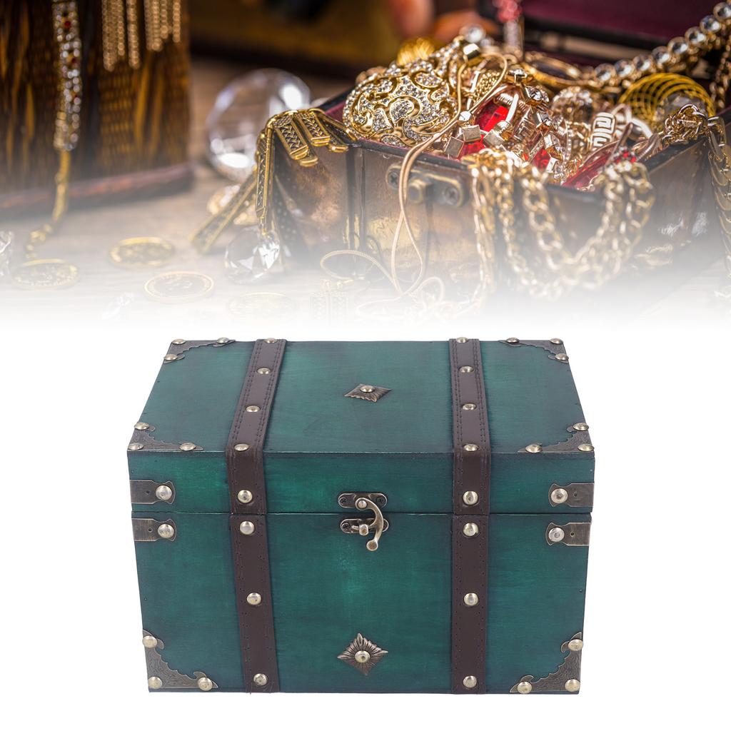 Treasure Chest Storage Box Antique Exquisite Wooden Jewelry Box for Movie Props Window Display