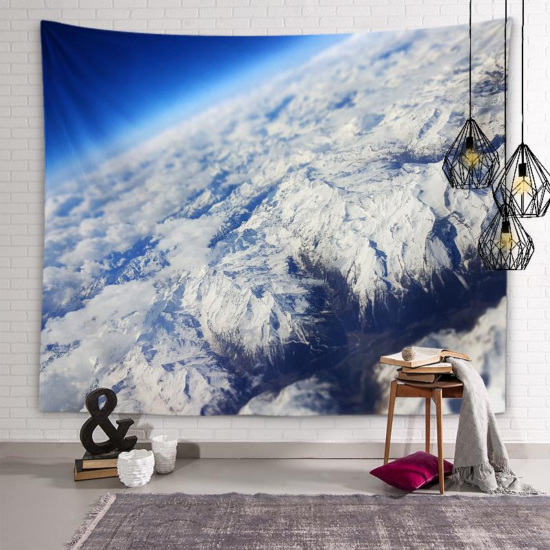 Snow Mountain Aurora Tapestry Galaxy Star Wall Art Decoration Dormitory Room Aesthetics Living Room Bedroom Home Decoration