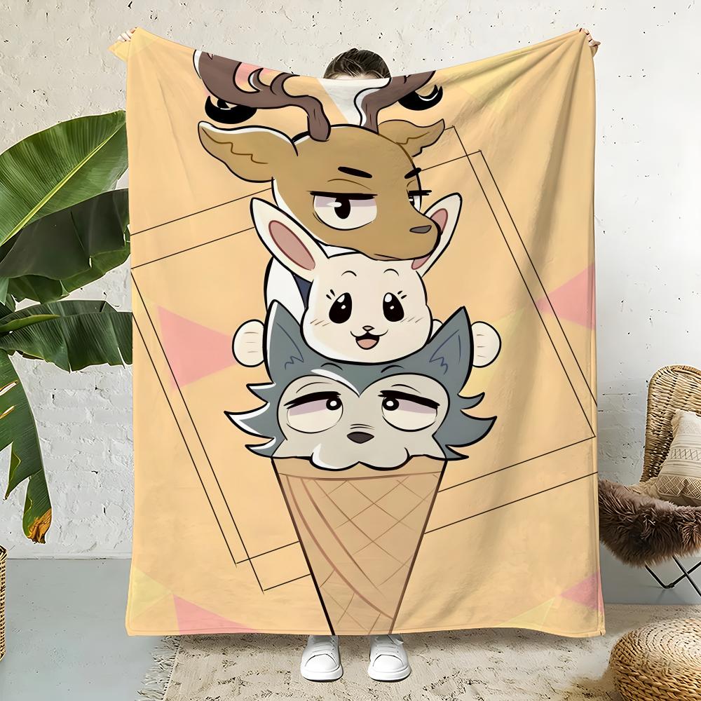 Anime B-Beastars Throw Flannel Throw Blanket,Bed Home Office Nap Blanket Travel,Camping,Picnic Blanket Soft Decor 75X95CM