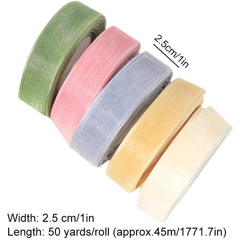 50yards Braided Hair Ribbon Binding Bow Ties DIY for Gift Wrapping 2.5cm Floral Bouquet Decorative Tulle Ribbon