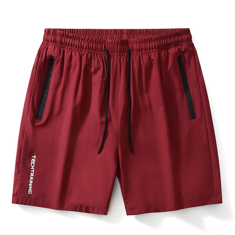 

Мужские спортивные шорты быстросохнущие европейского размера с принтом и карманом на молнии - Лето 2025 3XL красный