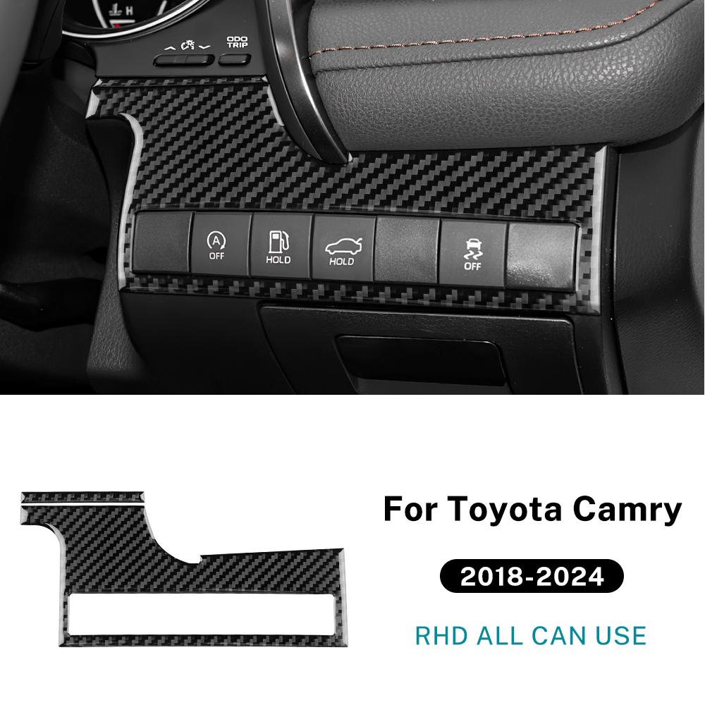 Real Soft Carbon Fiber For Toyota Camry 2018 2019 2020 2025 2025 2025 2025 LHD RHD Car Headlight Switch Button Panel Accessories