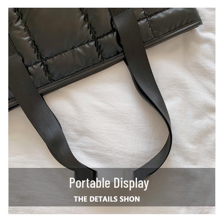 Korean Style Cotton-Padded Women's Fashion Tote Bag, 2023 Large Capacity Lightweight Shoulder Commuter Bag