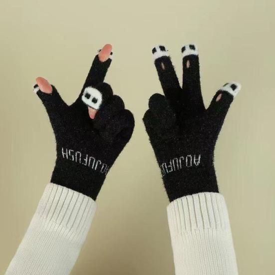 Cute Warm Fuzzy Gloves Women Men Cozy Plush Touch Screen Gloves Winter Funny Finger Gloves for Texting Writing Driving