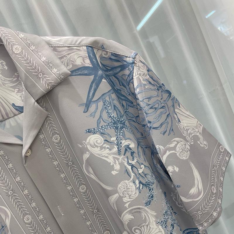 2024 Summer Trendy Youth Digital Print Men's Short-Sleeve Shirt Set