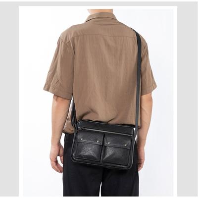 Genuine Leather Crossbody Stylish Shoulder Bag Casual Clamshell Large Capacity Men's Bag