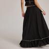 Women's 2 Piece Skirt Outfits Sleeveless Ruffle Trim Camisole Long Tie Up Skirt Set