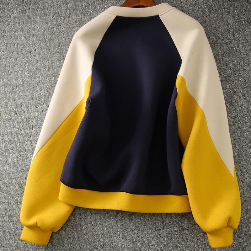 Women's Trendy 2023 Cotton Hoodie: Loose, Versatile, Patchwork, Color Block, Hoodless Top for Spring/Autumn