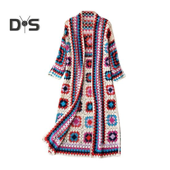 

В язаний светр-шаль з порожнистими мереживними рукавами, богемний стиль, в язання пальто, вишивка гачком, дизайн, вільний крій, кардиган червоний