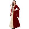 Women's Medieval Clothing Vintage Court Long Dress Strap Waist Gold Diamond Fleece Dress