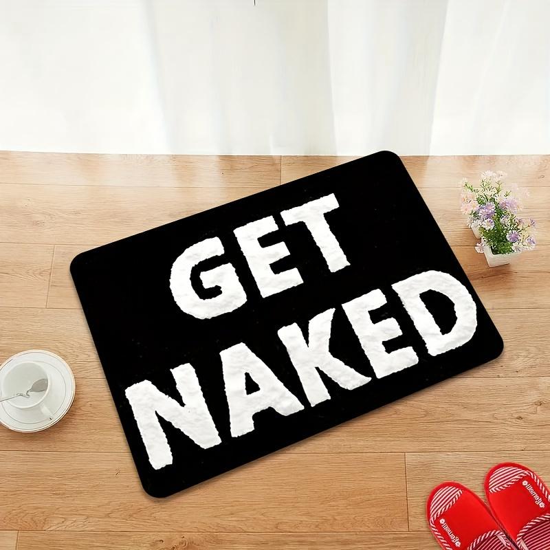 Soft Bath Mat – Cute Black & White Lettered Bathroom Rug, Fun and Adorable for Apartment Decor, Nude Color with White Alphabet