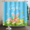 Spring Easter Shower Curtain Happy Rabbit Bunny Eggs Flower Garden Floral Holiday Waterproof Bathroom Shower Curtain With Hooks