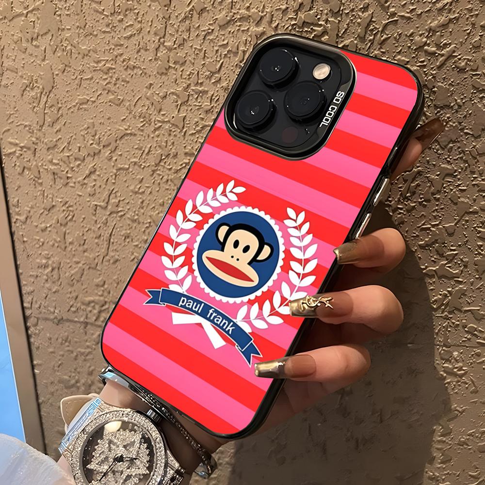 

P-Paul F-Frank Big Mouth Monkey Phone Case For 17 Pro Max IPhone 16 Pro Max 15 14 Plus 12 13 X XS Max 11 Colorful Silver Cover iPhone 17