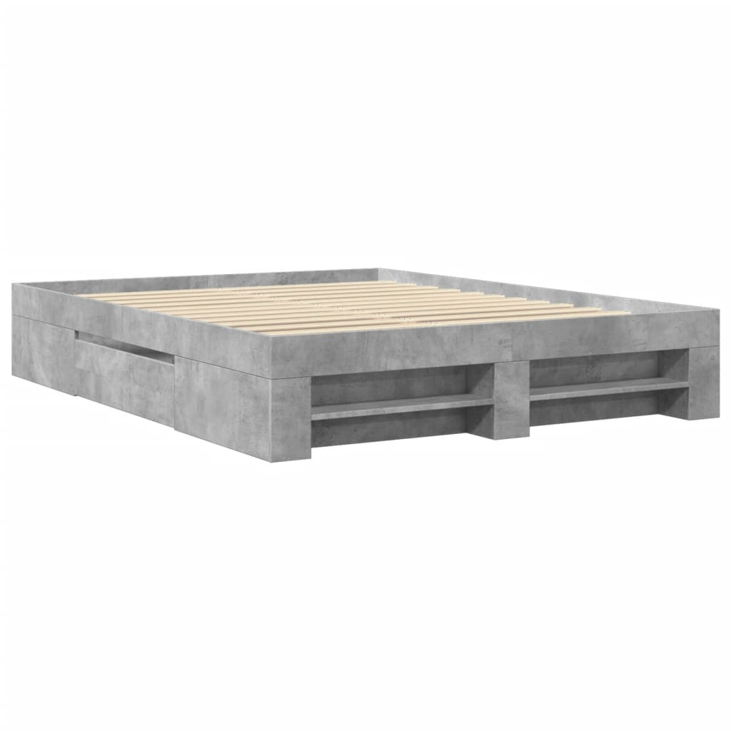 Bed Frame Concrete Grey 150 x 200 cm Engineered Wood