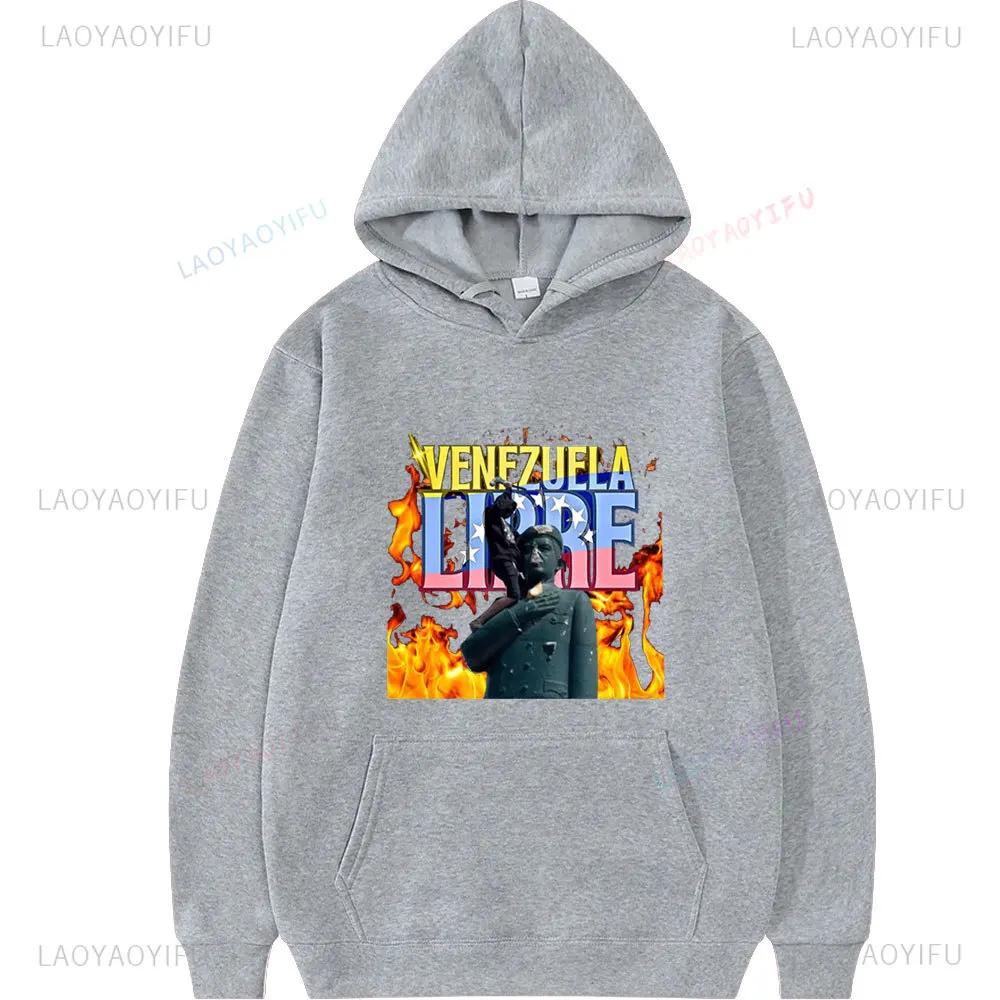 Venezuela Libre Sweatshirt Hasta El Final Con Venezuela Gift for Venezuelans Spring and Autumn Long Sleeve Men Pullovers