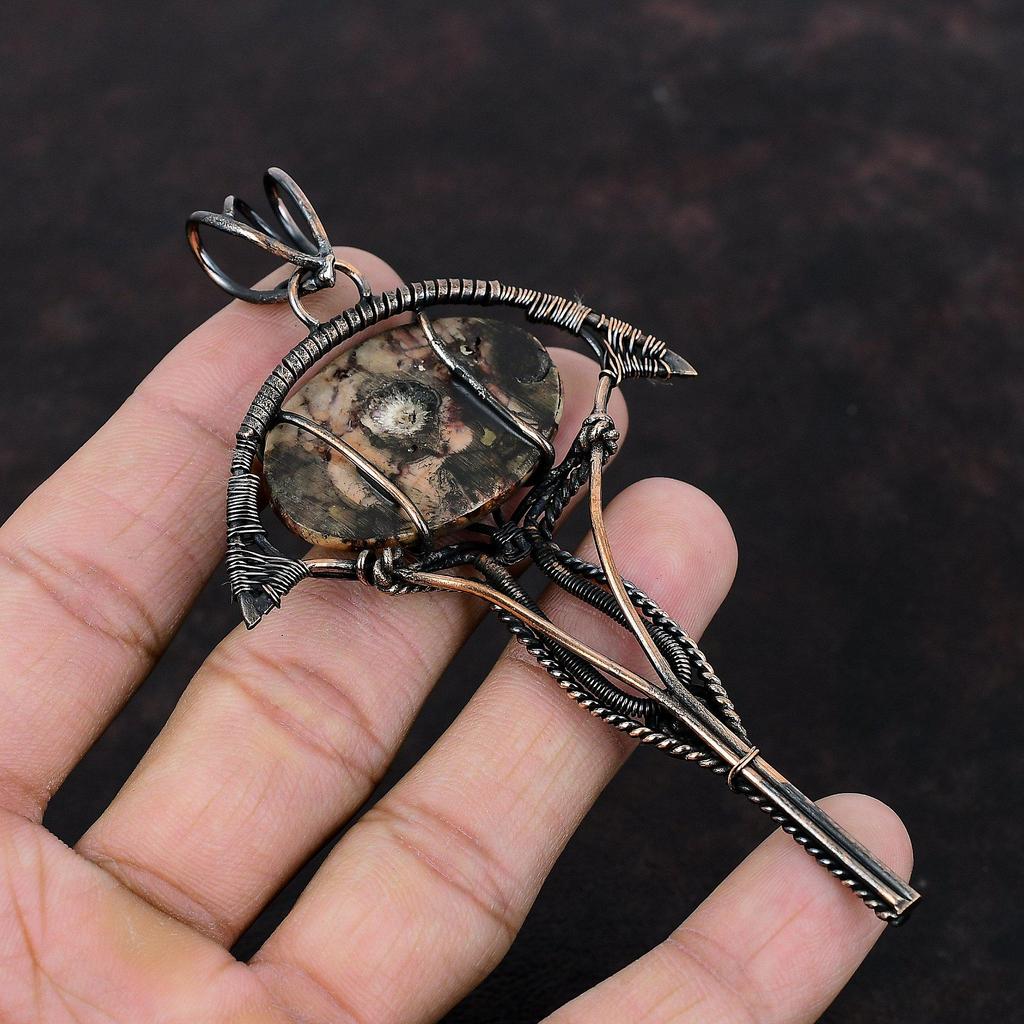 Birds Eye Jasper Pendant Copper Wire Wrapped Pendant Birds Eye Jasper Jewelry Handmade Original Gemstone Pendant Copper Jewelry Gift For Her